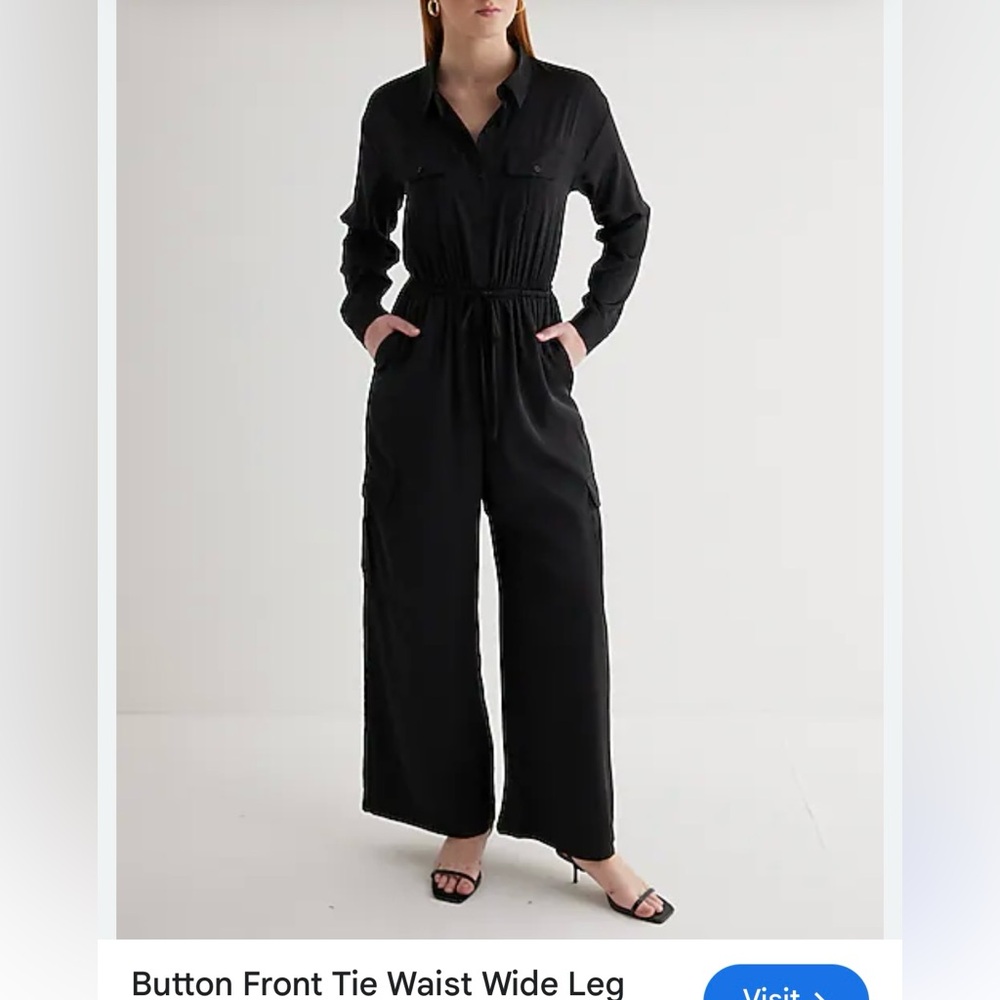 Express Button Front Tie Waist/Wide Leg Jumpsuit | Women’s Size Large